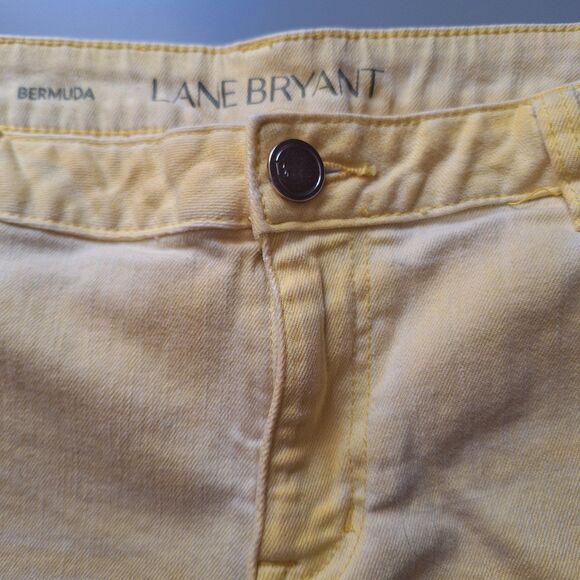 Lane Bryant Yellow Denim Bermuda Shorts Ladies Size 16 Raw Hem - Picture 9 of 12